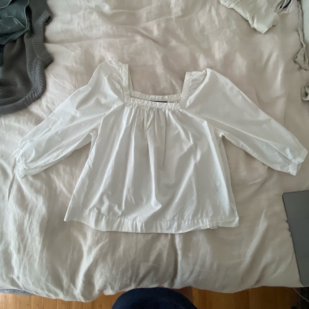 J crew square neck white blouse